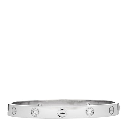 Cartier 18K White Gold 4 Diamond Love Bracelet 16 2 of 5