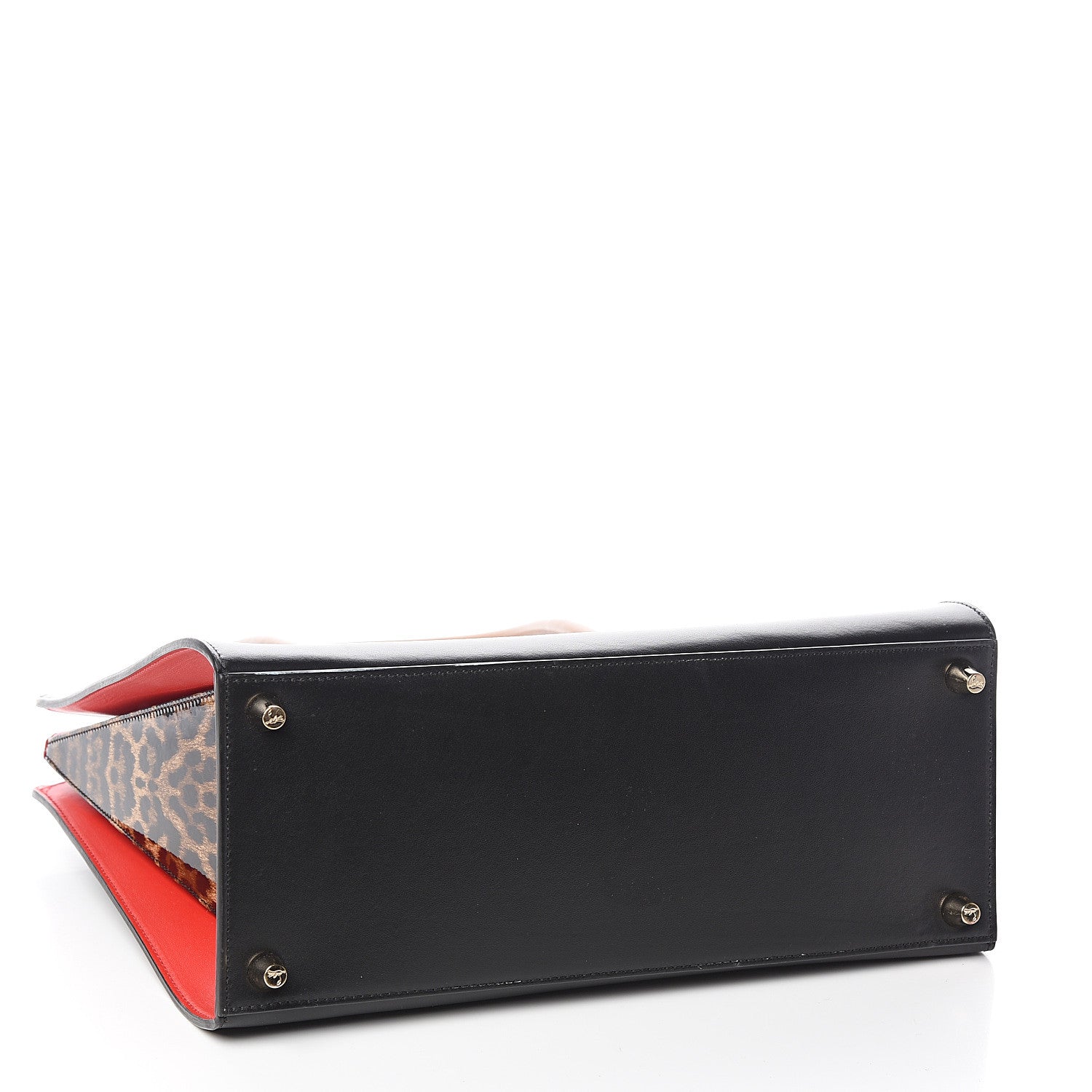 Christian Louboutin Calfskin Patent Leopard Spiked Large Paloma Black 3 of 11