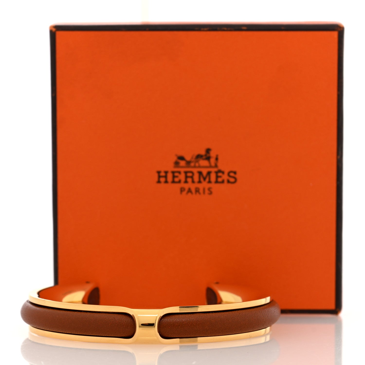 Hermes Tadelakt Kyoto Cuff Bracelet M Gold 5 of 5