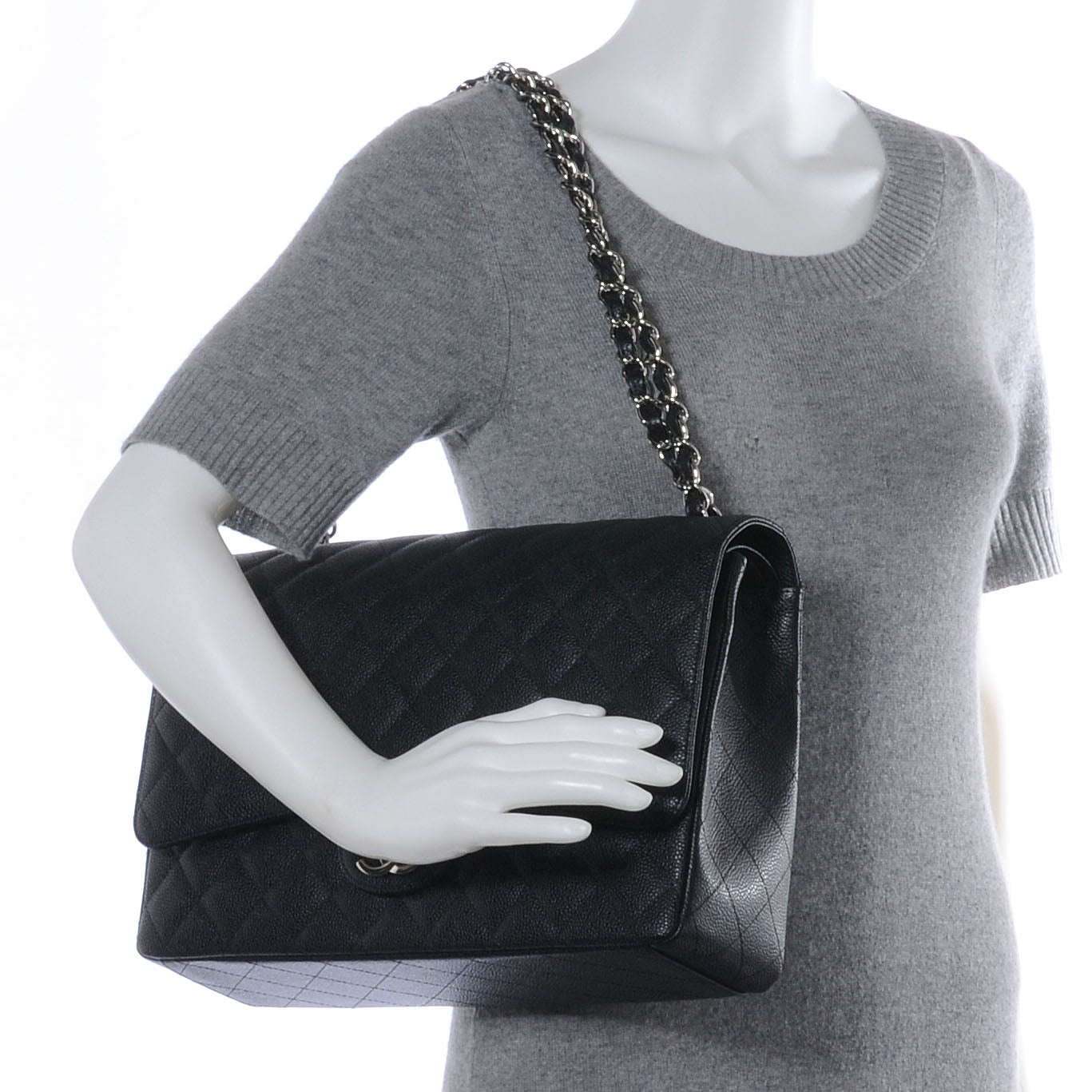 Caviar Quilted Maxi Double Flap Black