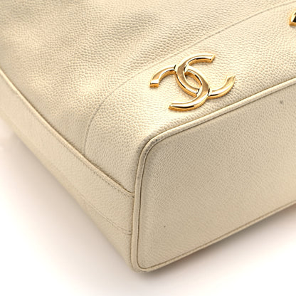 Chanel Caviar Drawstring Bucket Bag White 10 of 11