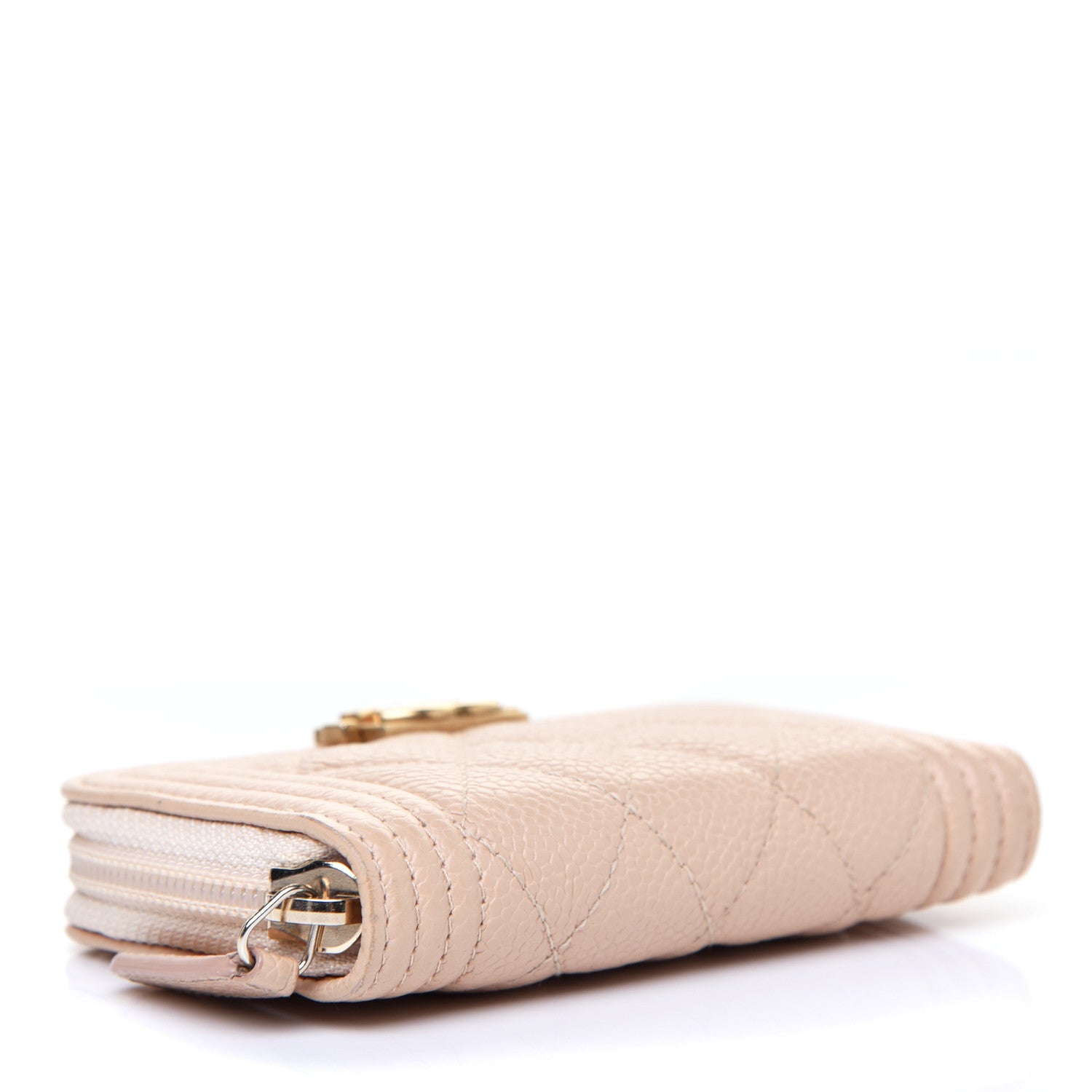 Chanel Caviar Quilted Boy Zip Around Coin Purse Wallet Beige Clair 4 of 9