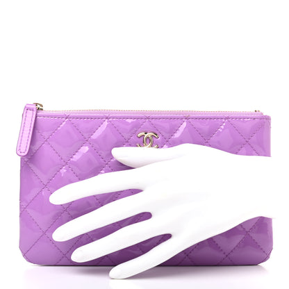 Chanel Patent Quilted Cosmetic Case Purple 2 of 7