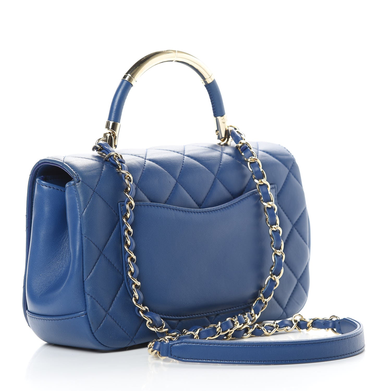Chanel Lambskin Small Carry Chic Flap Blue 3 of 16