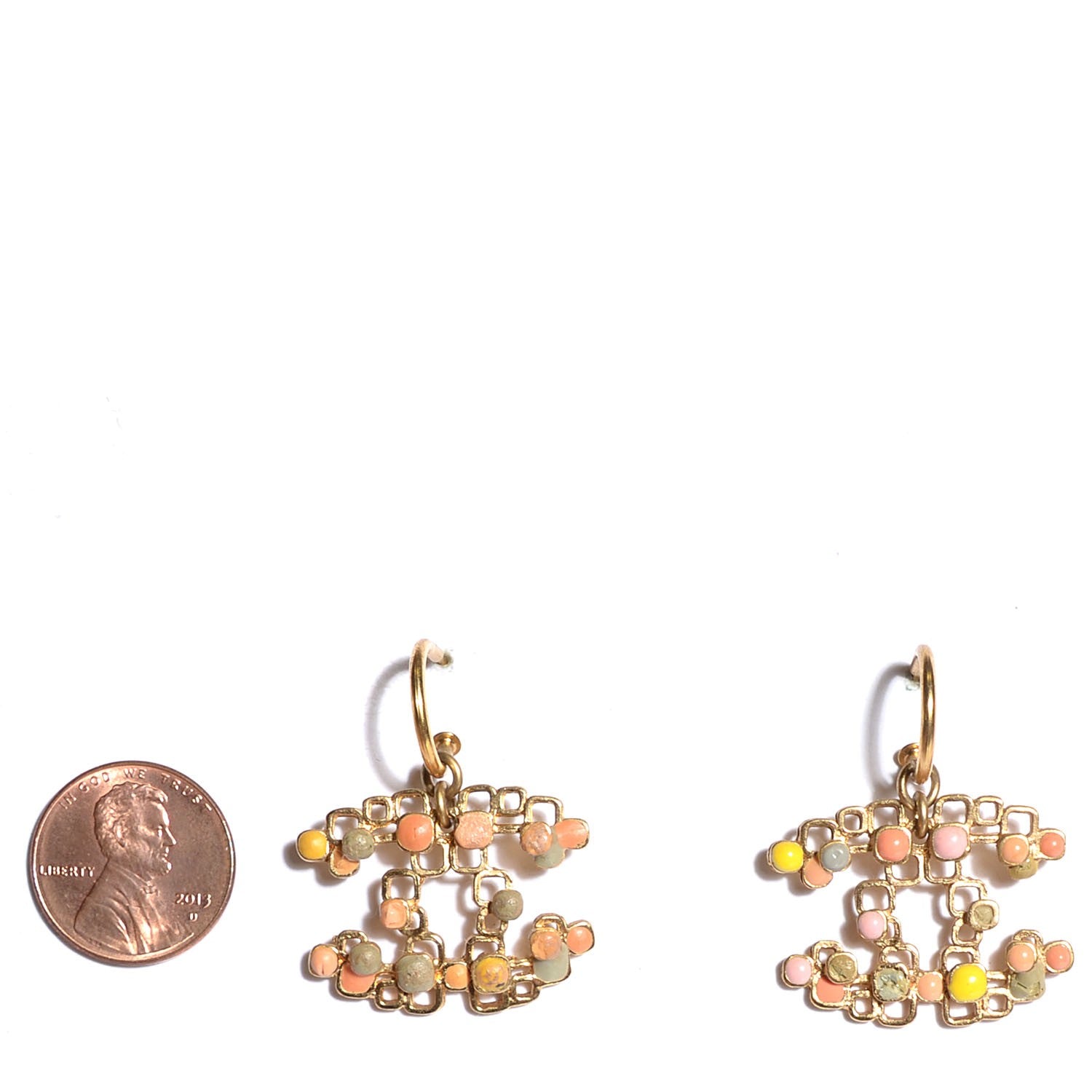 Chanel Enamel CC Dangle Earrings Gold 2 of 5