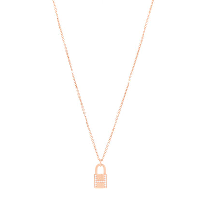 Hermes 18K Rose Gold Diamond Amulettes Cadenas Pendant Necklace 1 of 4