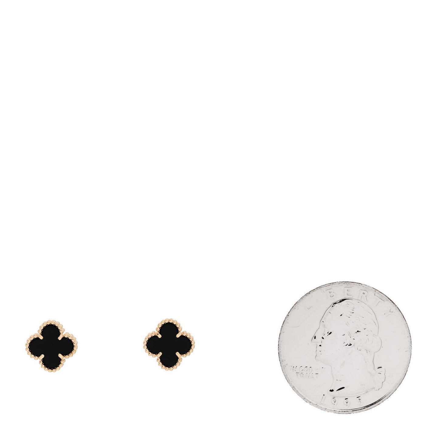 18K Yellow Gold Black Onyx Sweet Alhambra Earrings