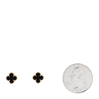 Van Cleef & Arpels 18K Yellow Gold Black Onyx Sweet Alhambra Earrings 2 of 5