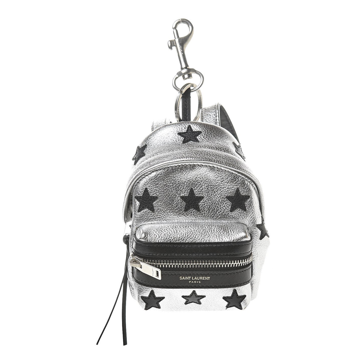 Metallic Calfskin Toy California Backpack Star Keychain Silver