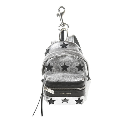 Saint Laurent Metallic Calfskin Toy California Backpack Star Keychain Silver 1 of 8