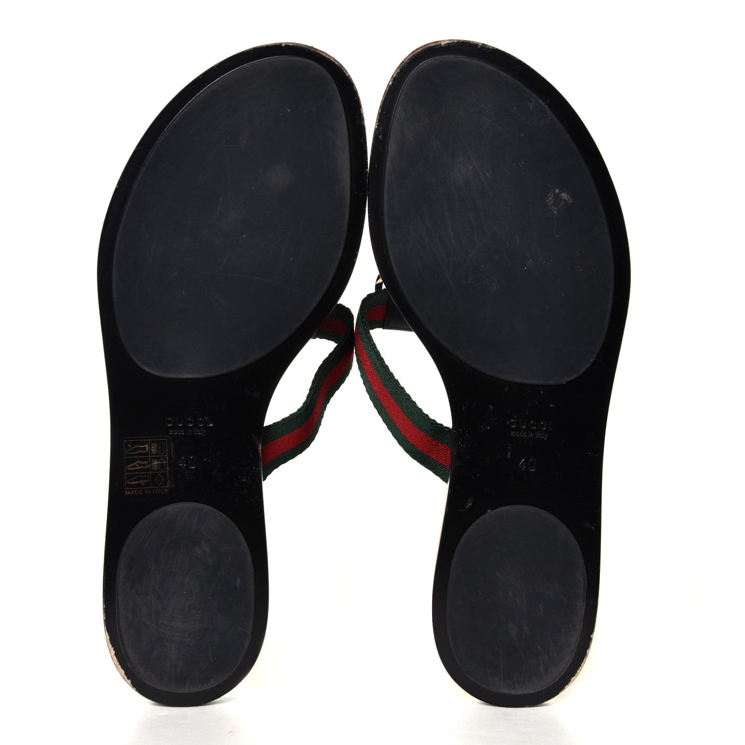 Gucci Nylon Guccissima Web Womens Thong Sandals 40 Green Red Black 6 of 6