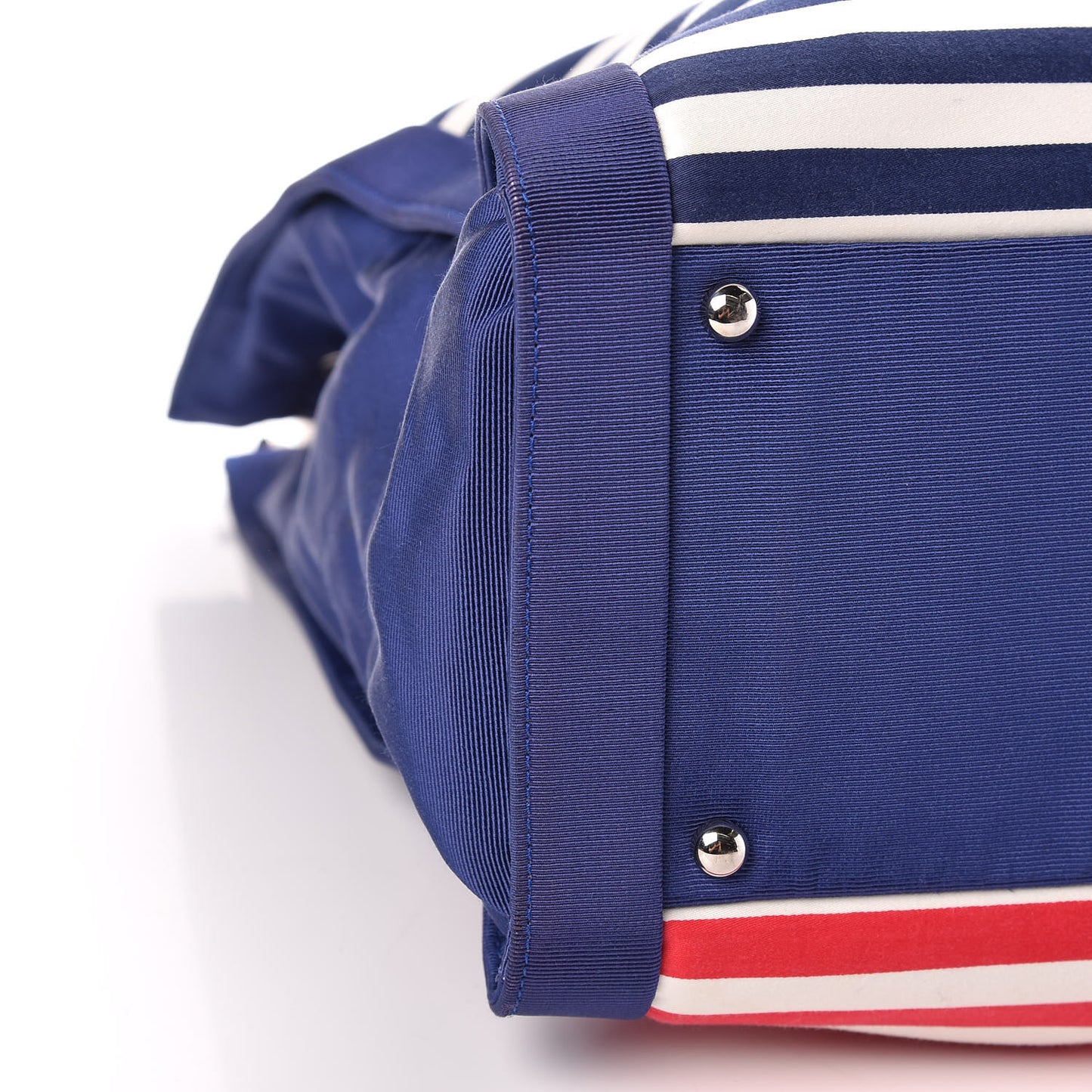 Striped Canvas CC Large Shopping Tote Blue Red White