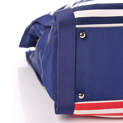 Chanel Striped Canvas CC Large Shopping Tote Blue Red White 5 of 11