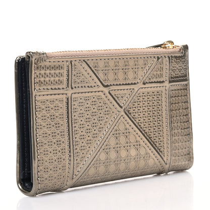 Christian Dior Metallic Patent Micro-Cannage Diorama Medium Wallet Champagne 3 of 10