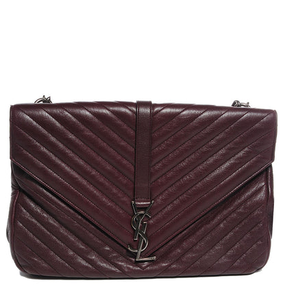 Saint Laurent Sheepskin Matelasse Chevron Monogram Large College Satchel Bordeaux 1 of 8