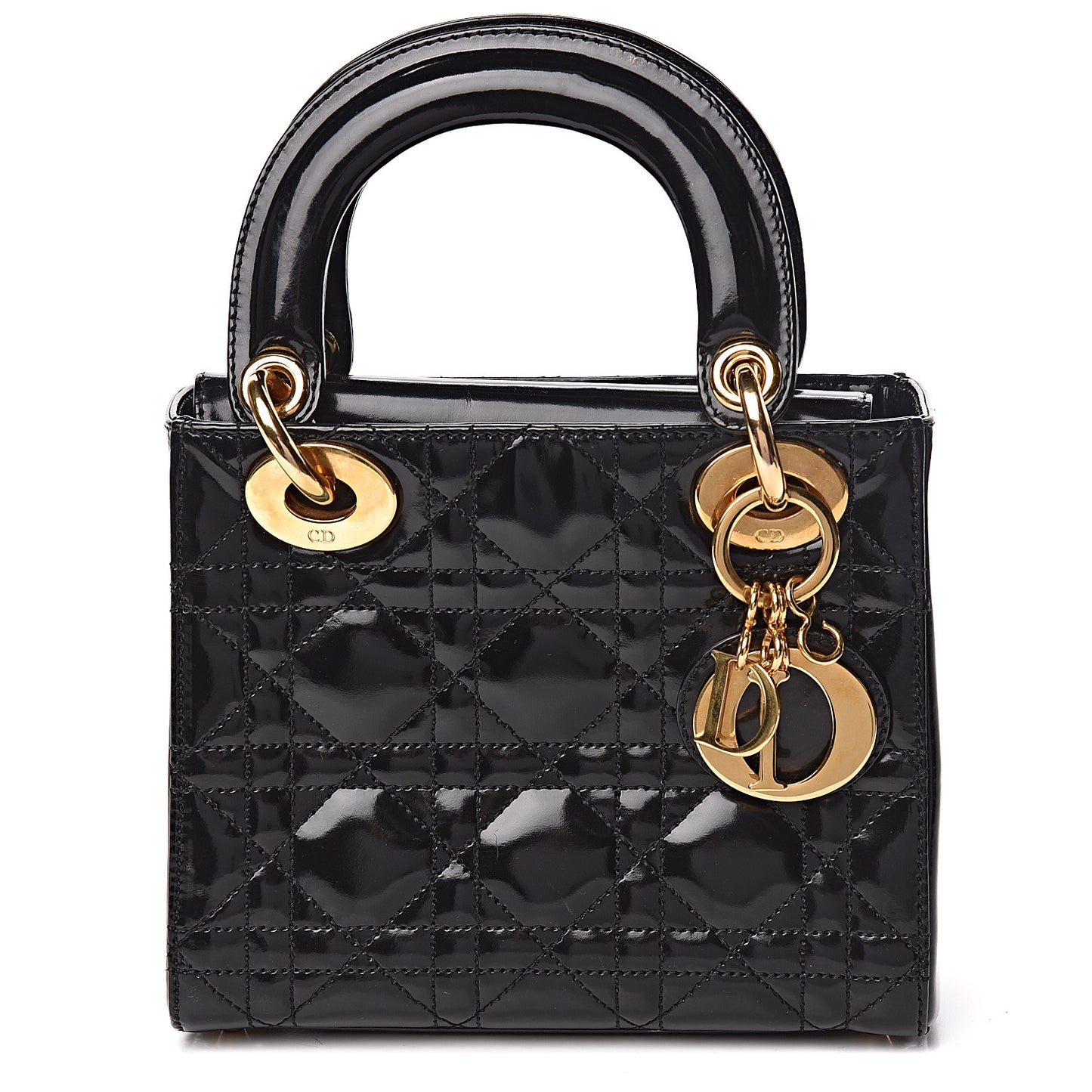Patent Cannage Mini Lady Dior Black