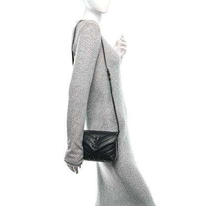 Saint Laurent Calfskin Y Quilted Monogram Monochrome Toy Loulou Crossbody Bag Black 2 of 10