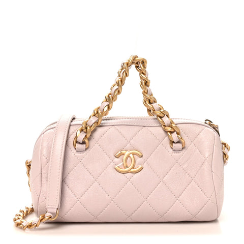 Caviar Quilted Small Fashion Therapy Bowling Bag Lilac