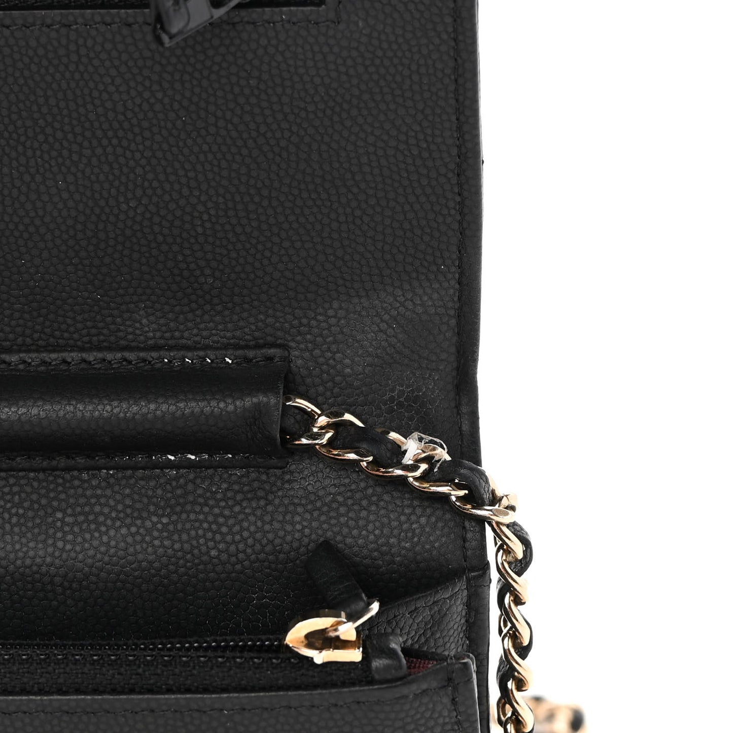 Caviar Chevron Quilted Wallet On Chain WOC Black