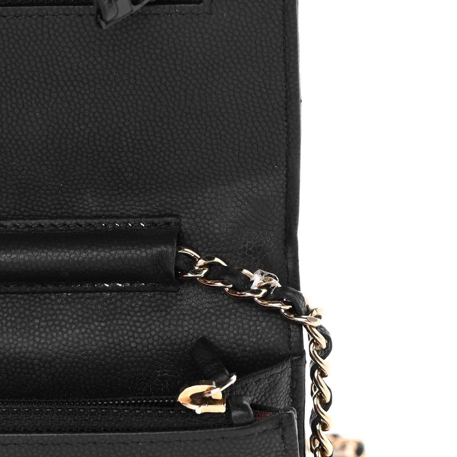 Chanel Caviar Chevron Quilted Wallet On Chain WOC Black 13 of 15