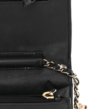 Chanel Caviar Chevron Quilted Wallet On Chain WOC Black 13 of 15