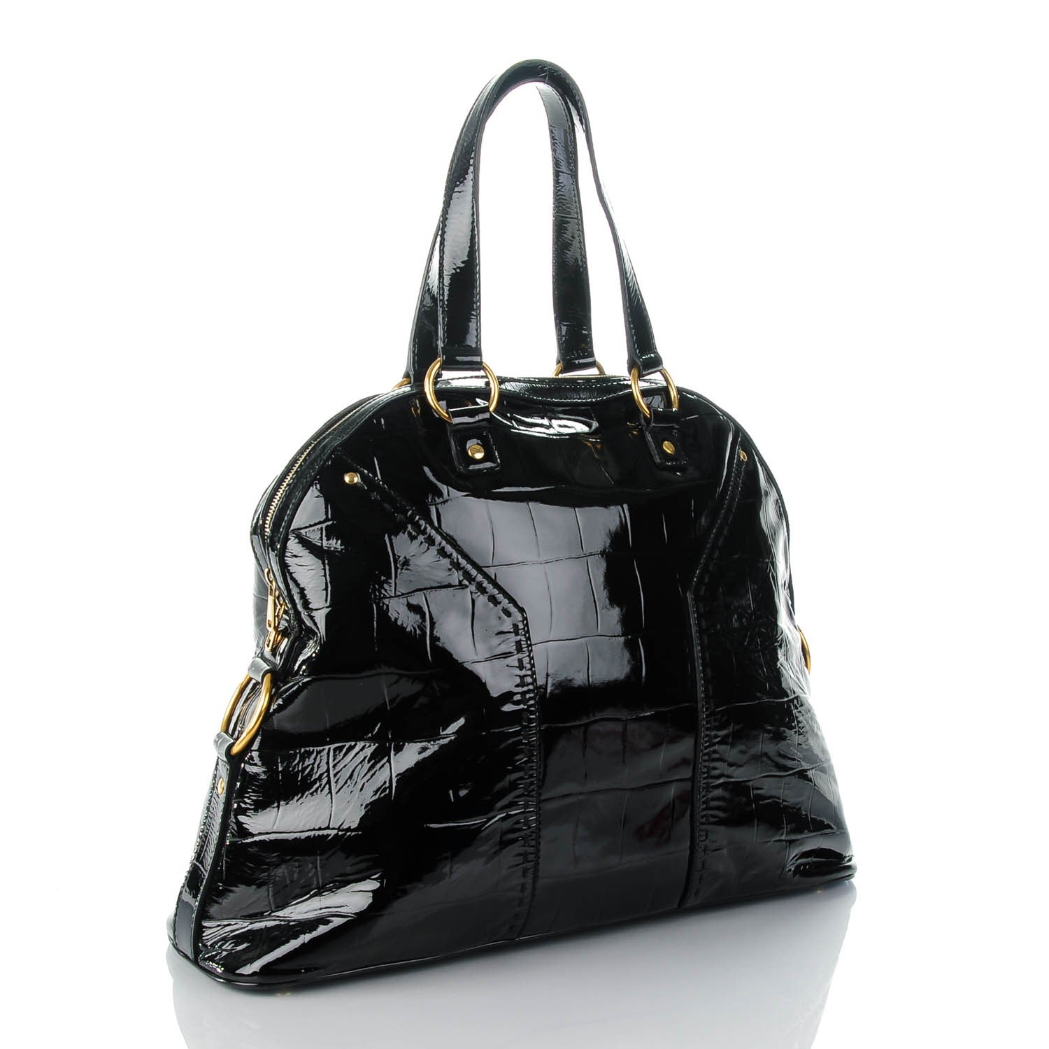 Saint Laurent Patent Croc Oversized Muse Black 3 of 7