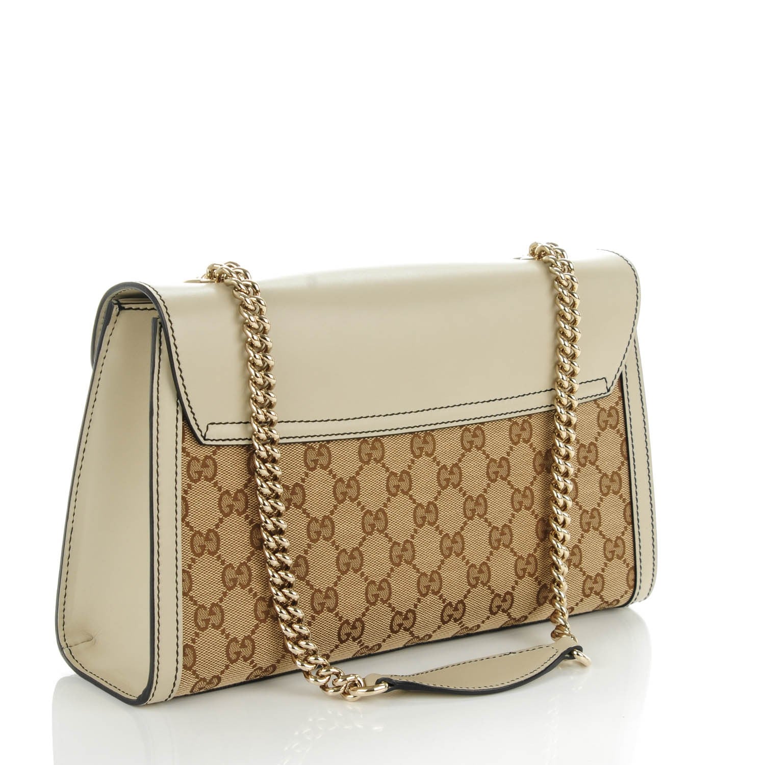 Gucci Monogram Margaux Calfskin Medium Emily Chain Shoulder Bag Beige Ebony Mystic White 3 of 7