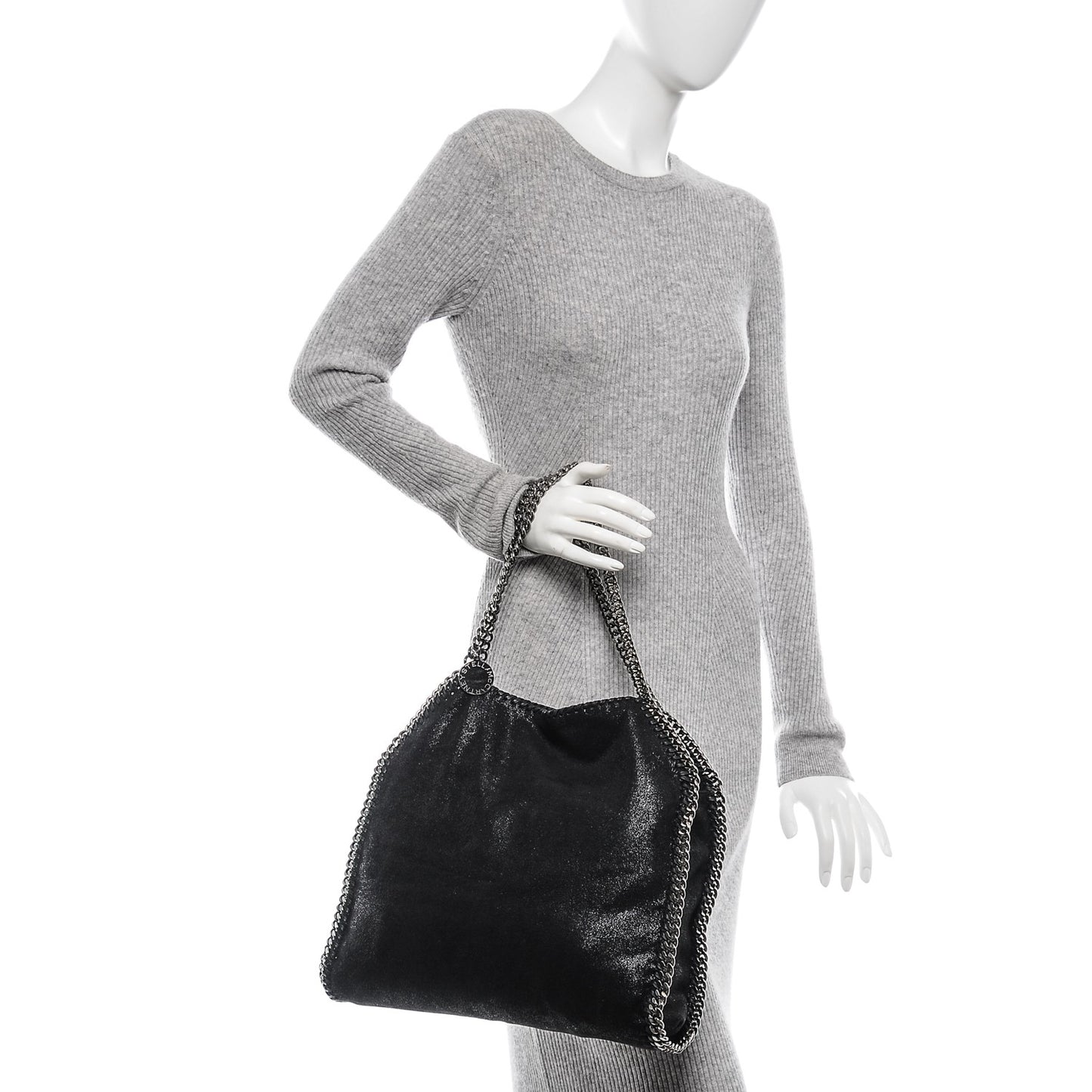 Shaggy Deer Small Falabella Fold Over Tote Black
