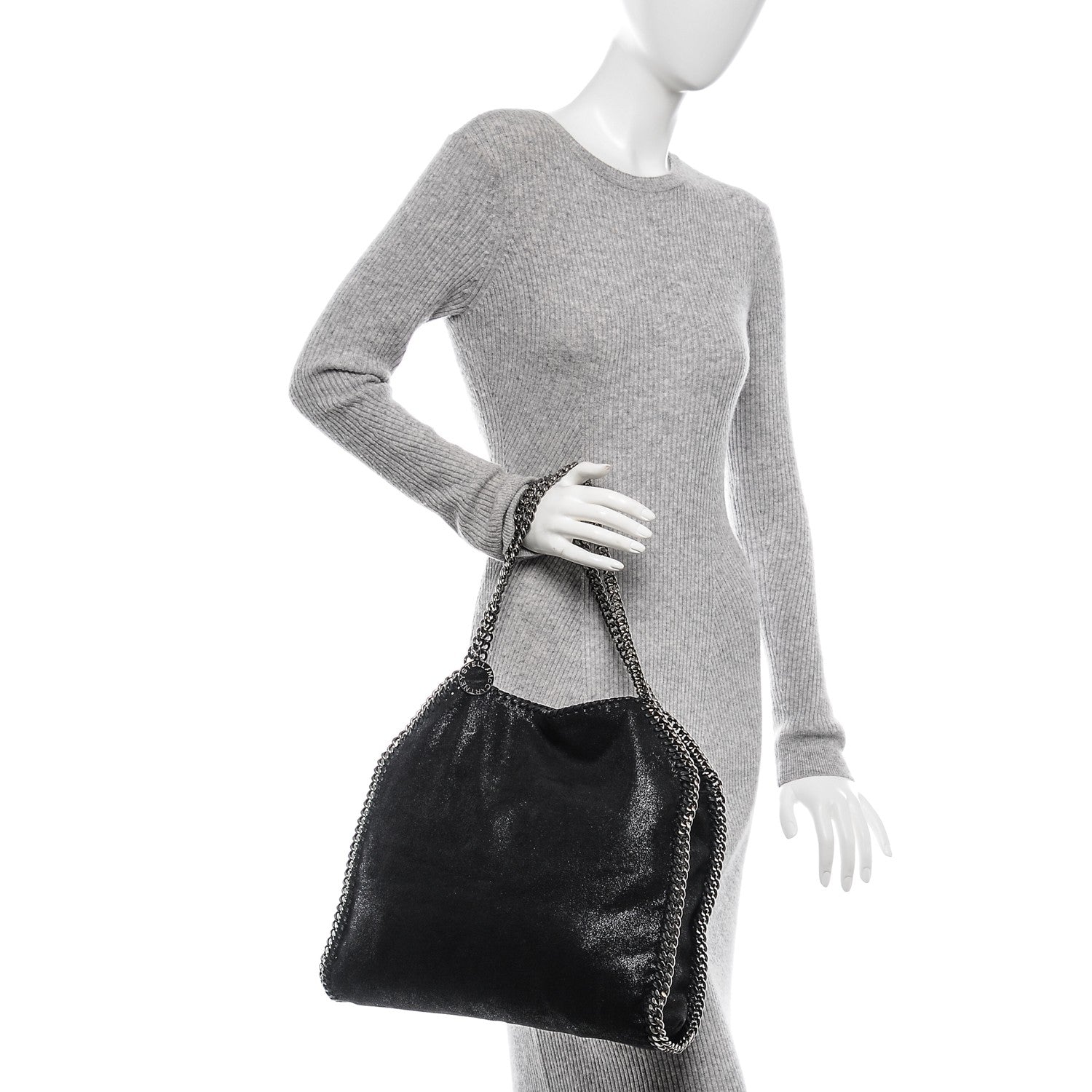Stella McCartney Shaggy Deer Small Falabella Fold Over Tote Black 2 of 9
