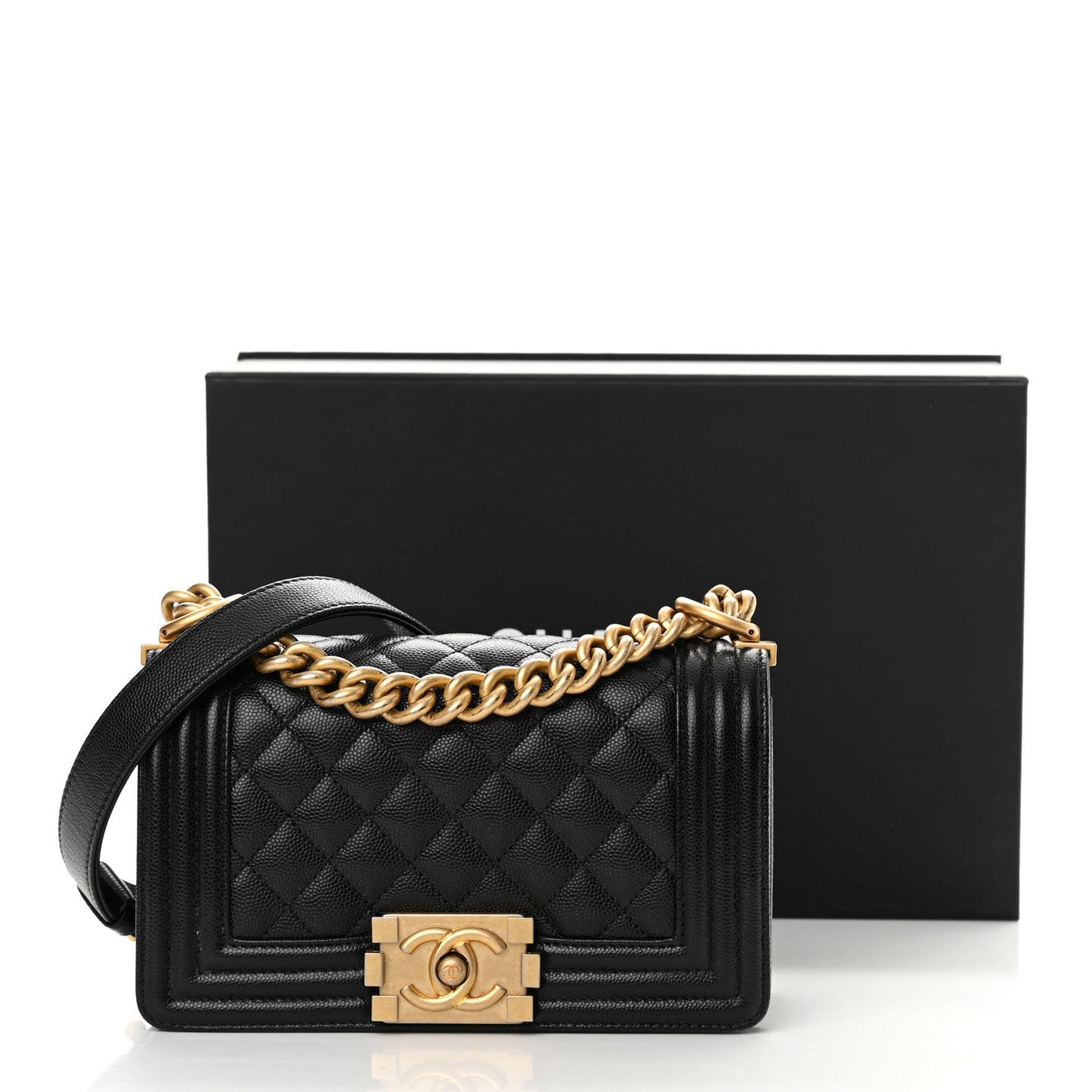 Caviar Quilted Small Boy Flap Black