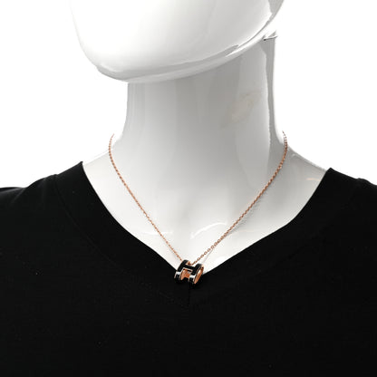 Hermes Lacquered Rose Gold Pop H Pendant Necklace Black 2 of 6