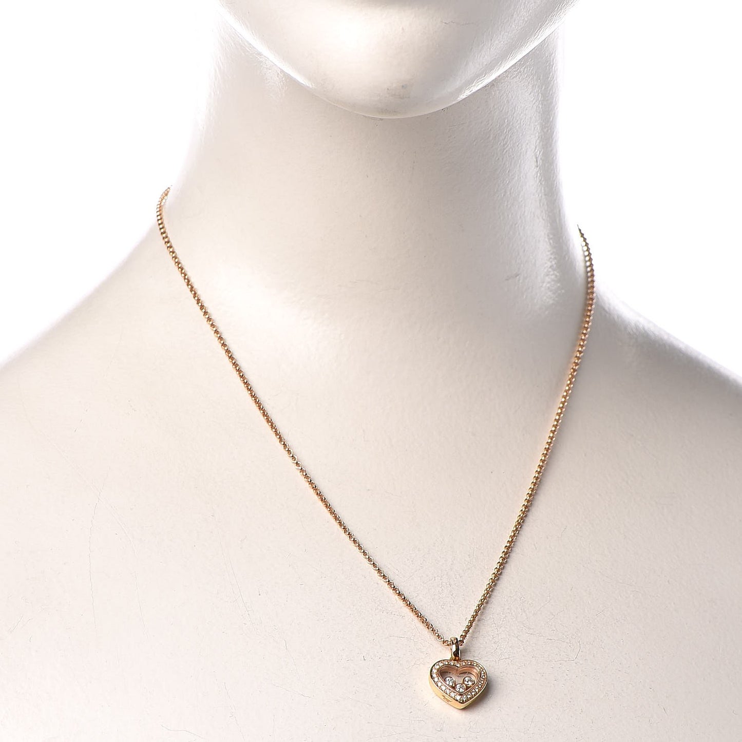 18K Yellow Gold Happy Diamonds Floating Heart Pendant Necklace