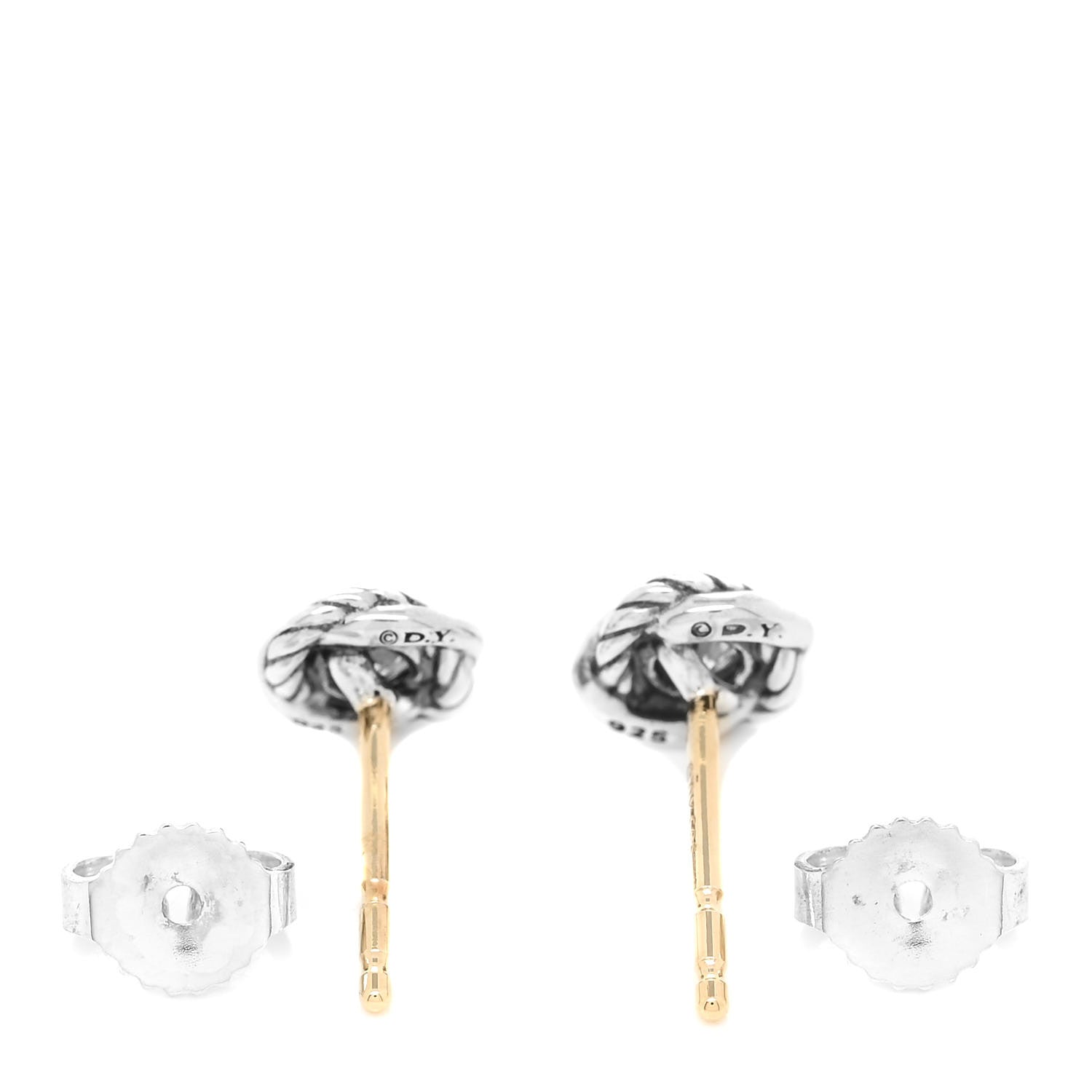 David Yurman Sterling Silver Diamond 7mm Infinity Stud Earrings 4 of 5