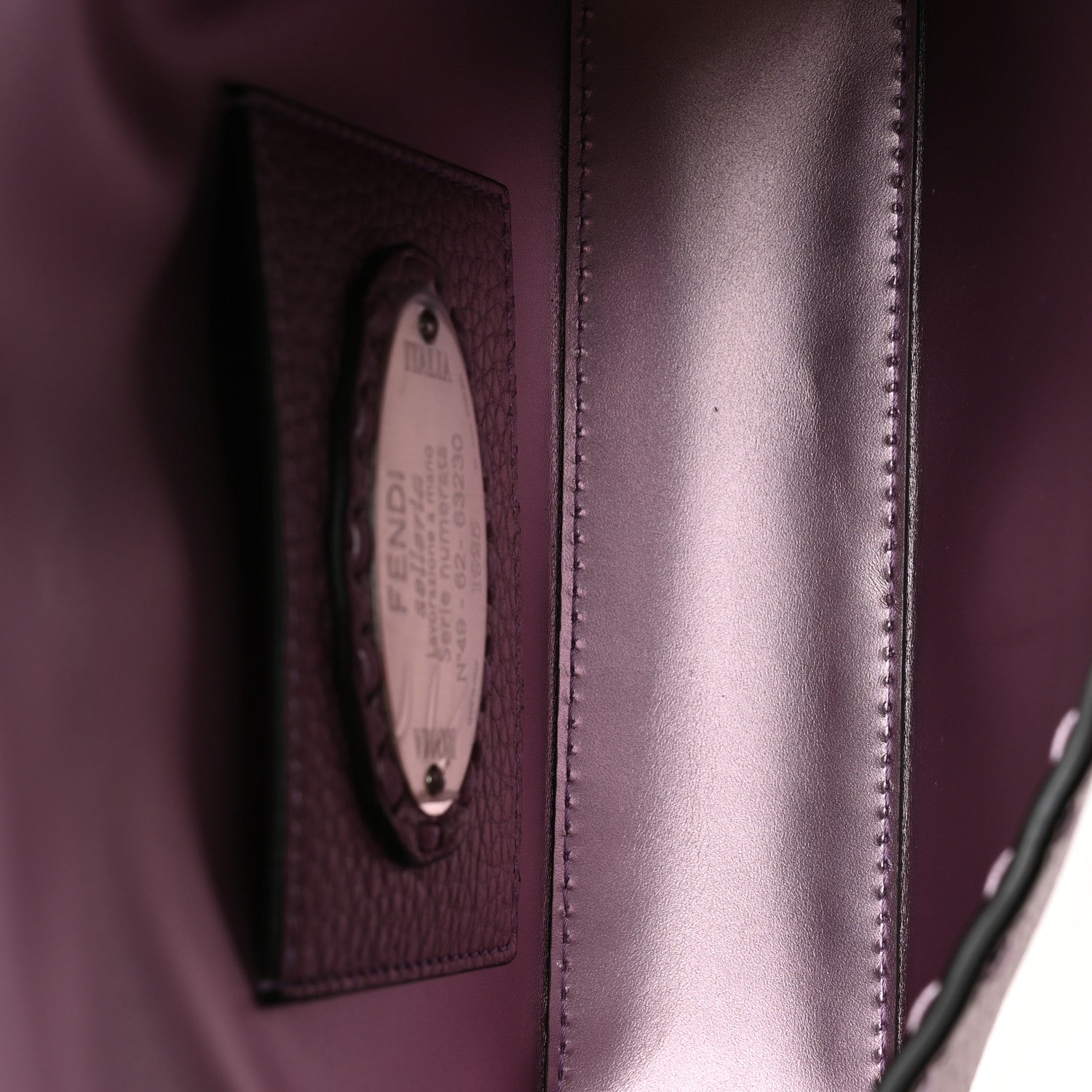 Fendi Metallic Cuoio Roma Sellerissima Nappa Sintetica Tape Stitch Mini Baguette Rosa Placca Argento 5 of 10