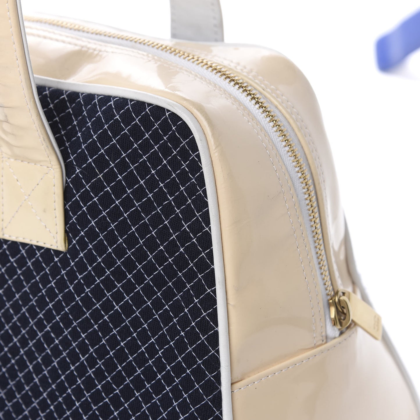 Patent Jersey Quilted Bowler Navy Blue