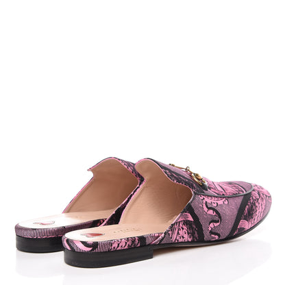 Gucci Silk Satin Saint Romain Womens Princetown Slippers 40 Pink Black 4 of 9