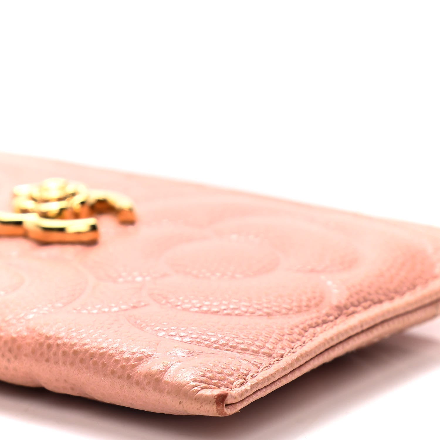 Chanel Caviar Camellia Embossed Card Holder Nude 9 of 10