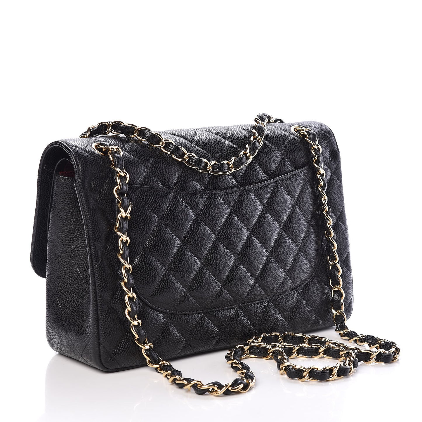 Caviar Quilted Jumbo Double Flap Black