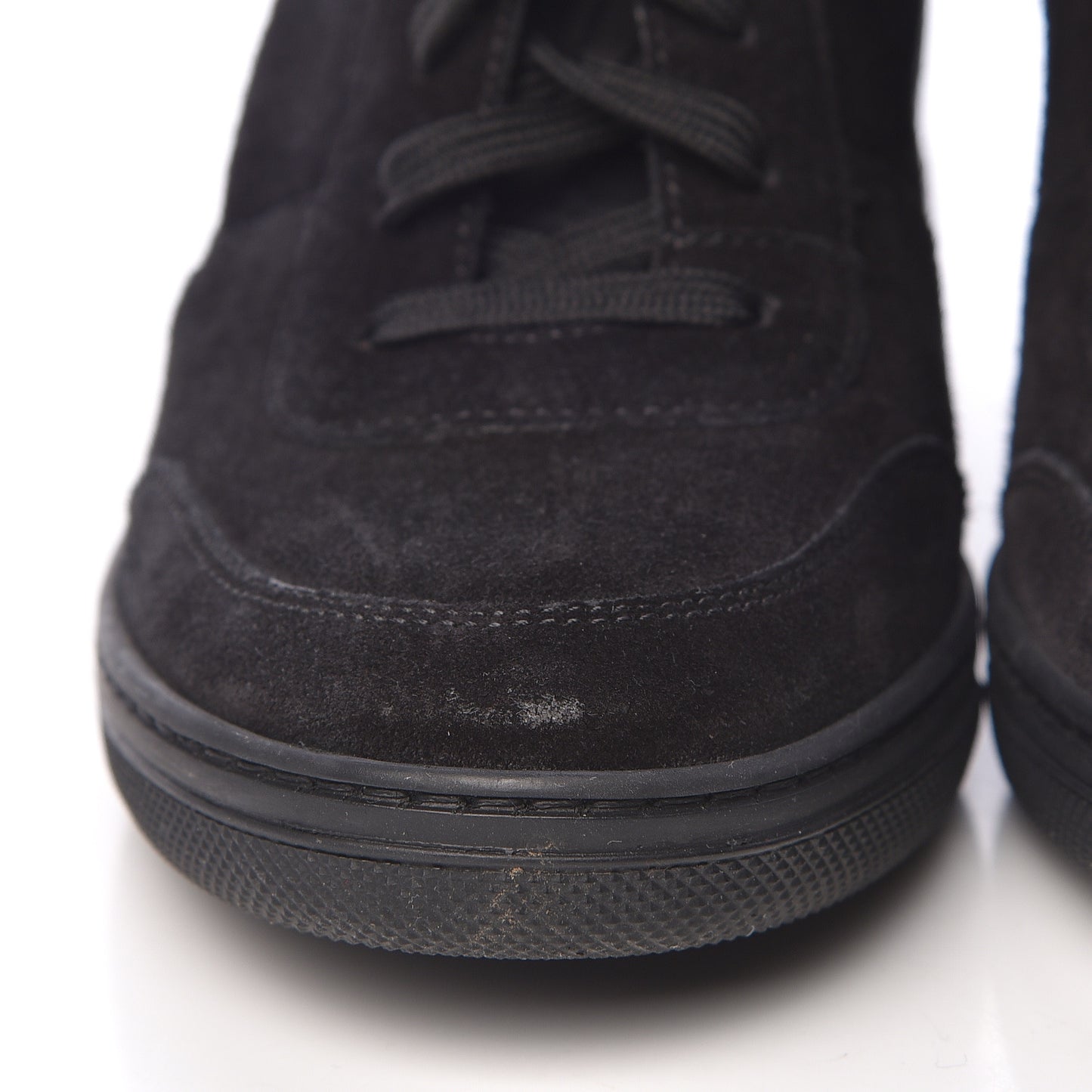 Calfskin Suede Monogram Cliff Top Wedge Sneakers 38.5 Black