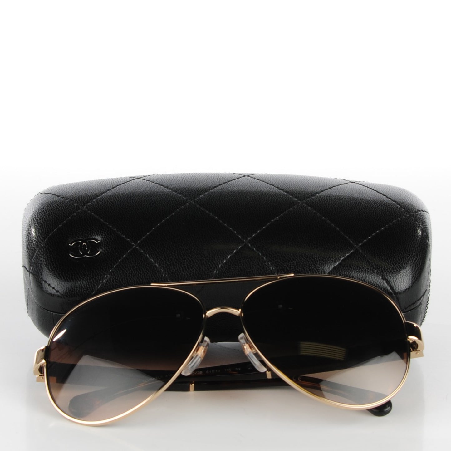 Lambskin Quilted CC Sunglasses 4195-Q Gold Brown