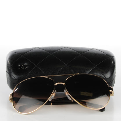 Chanel Lambskin Quilted CC Sunglasses 4195-Q Gold Brown 7 of 7