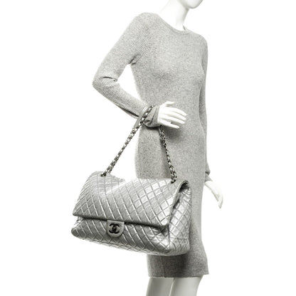 Chanel Metallic Calfskin XXL Travel Flap Bag Silver 2 of 8