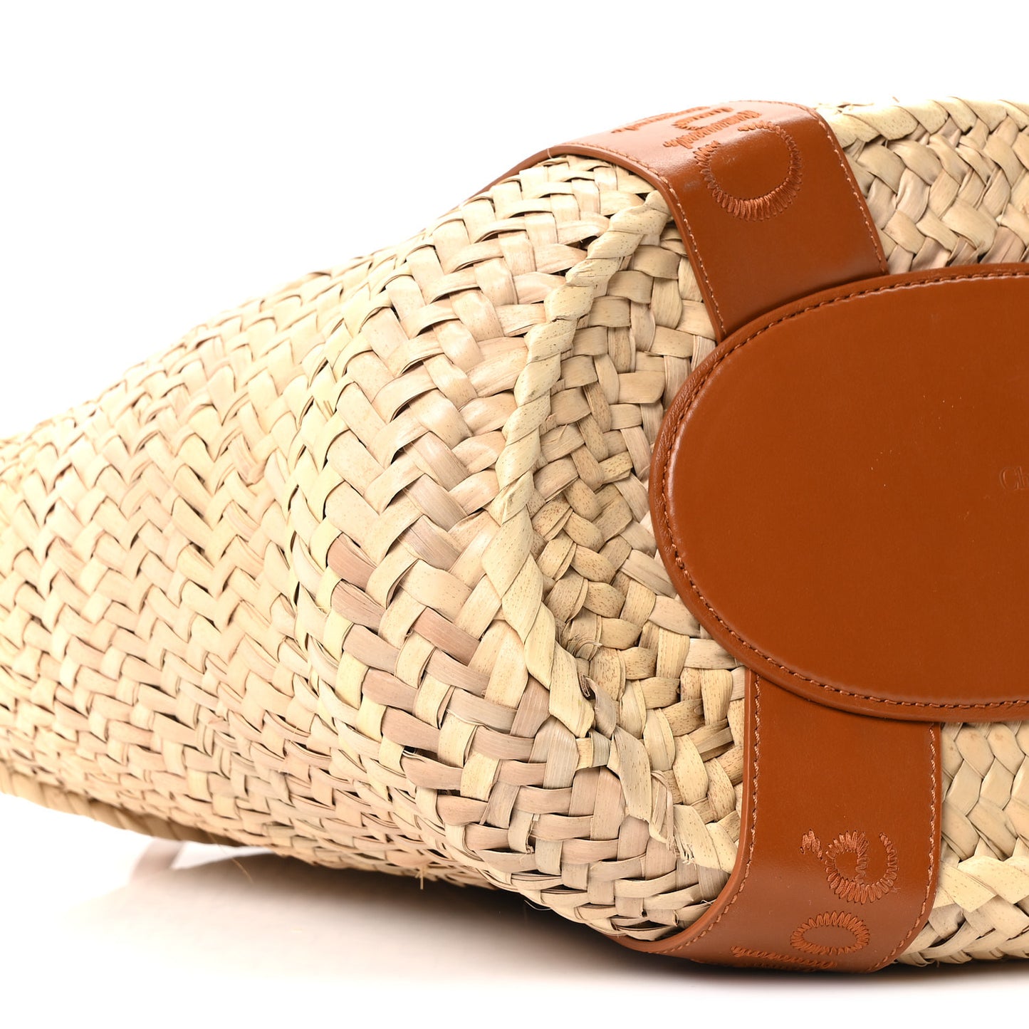 Raffia Smooth Calfskin Medium Sense Basket Caramel