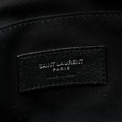 Saint Laurent Calfskin Crocodile Embossed Monogram Belt Bag Black 6 of 9