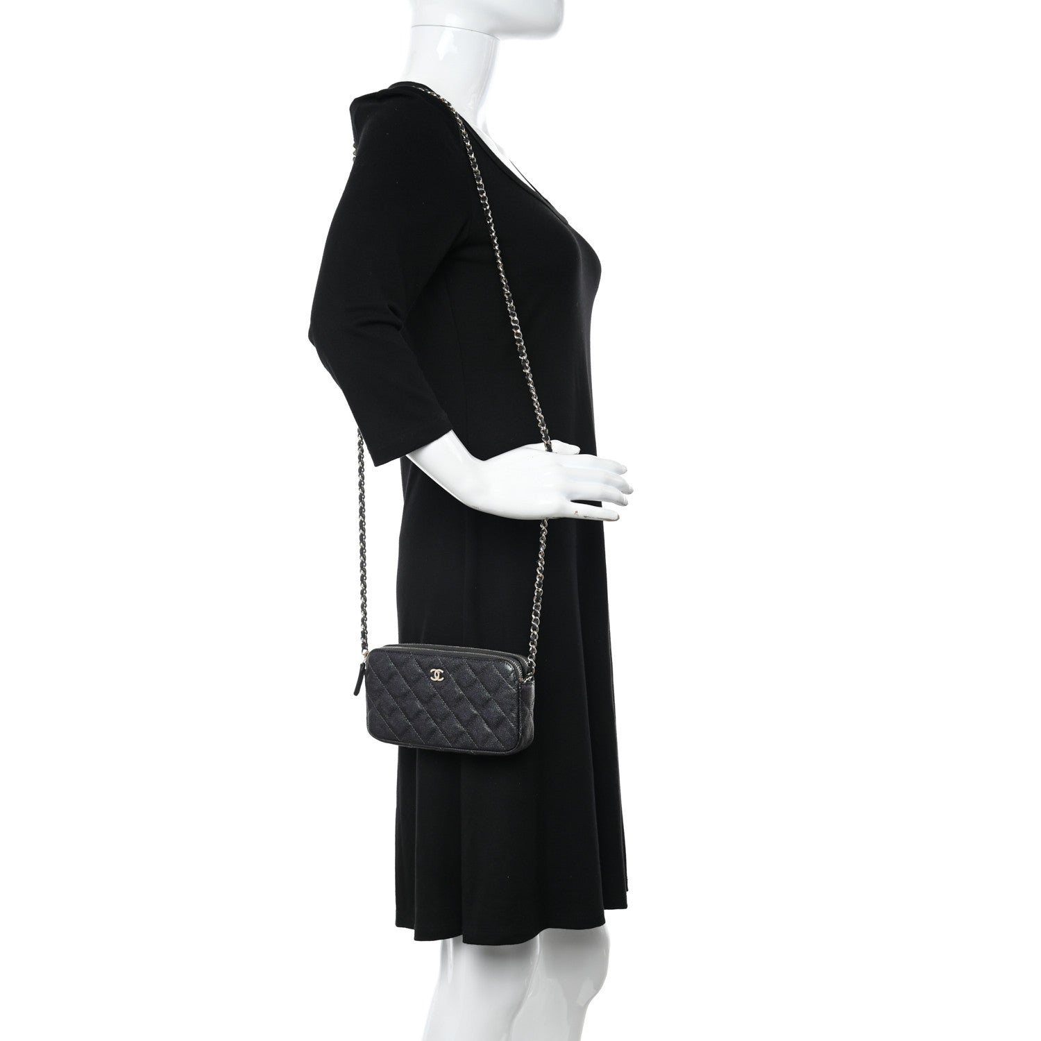 Chanel Iridescent Caviar Quilted Small Clutch With Chain Black 2 of 12