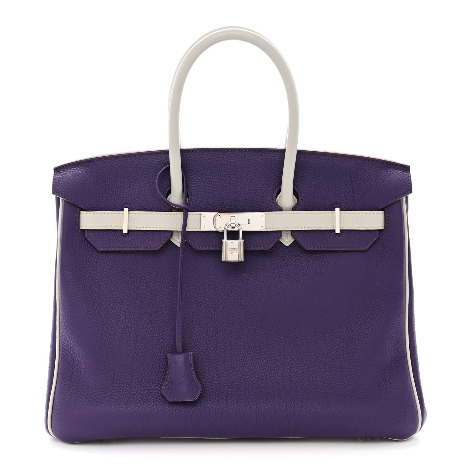 Hermes Togo Bi-Color Horseshoe Birkin 35 Iris Gris Perle 1 of 13