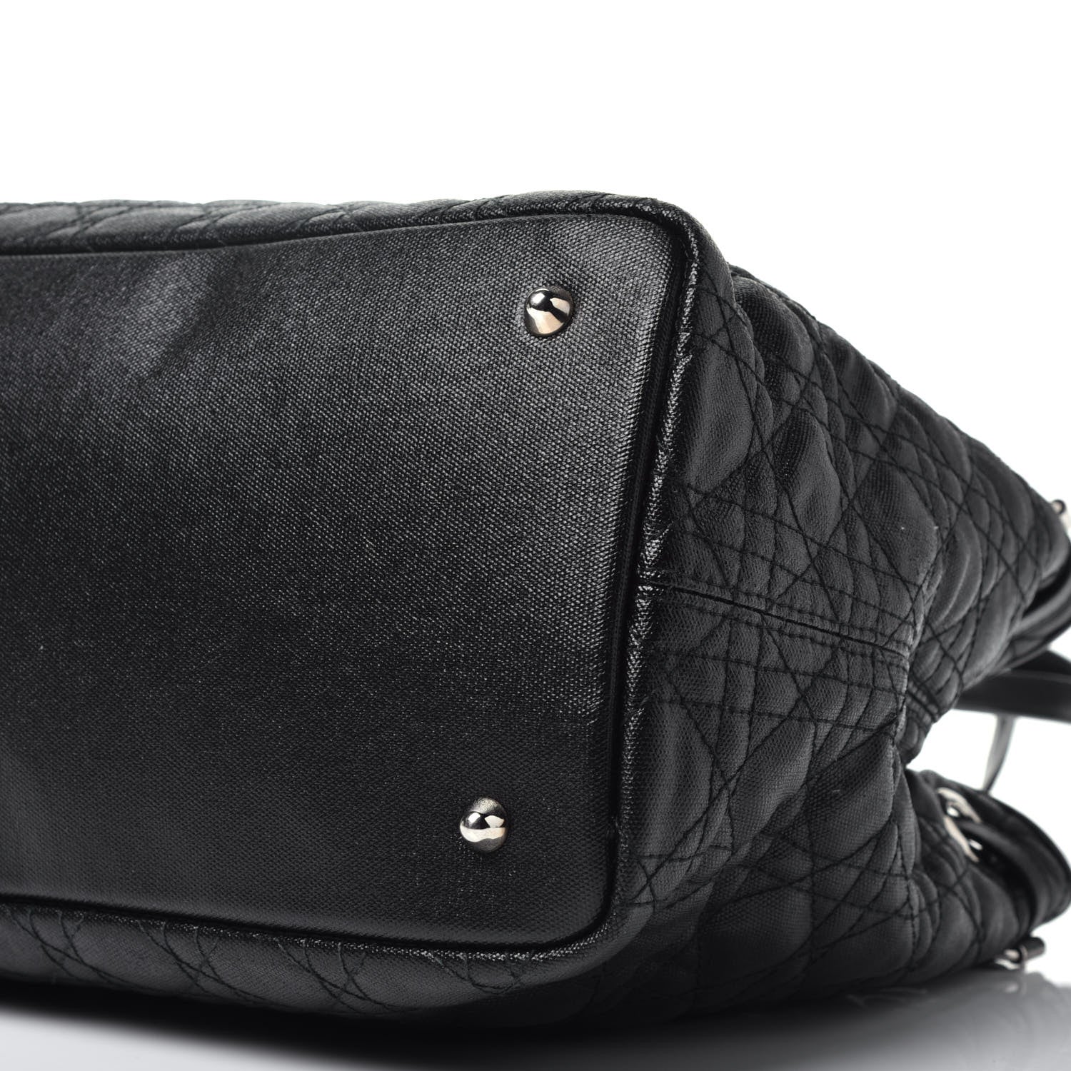 Christian Dior Coated Canvas Cannage Medium Panarea Tote Black 9 of 9