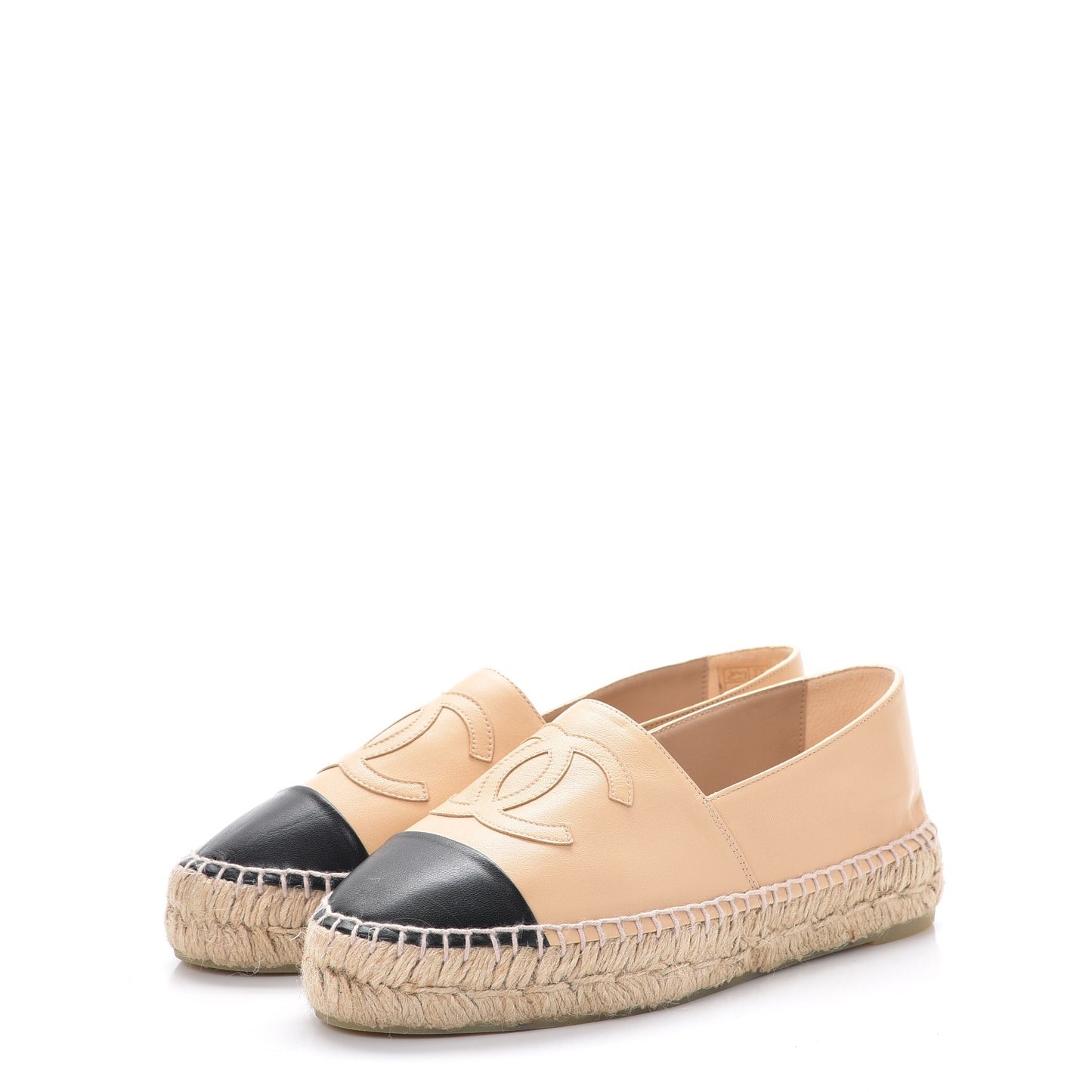 Lambskin CC Espadrilles 38 Beige Black