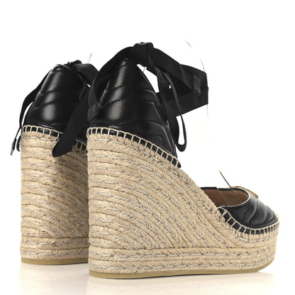 Gucci Nappa Matelasse GG Marmont Ankle Wrap Platform 35/120mm Espadrille Wedges 40.5 Black 5 of 10