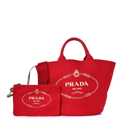 Prada Canapa Logo Bucket Tote Rosso 1 of 16